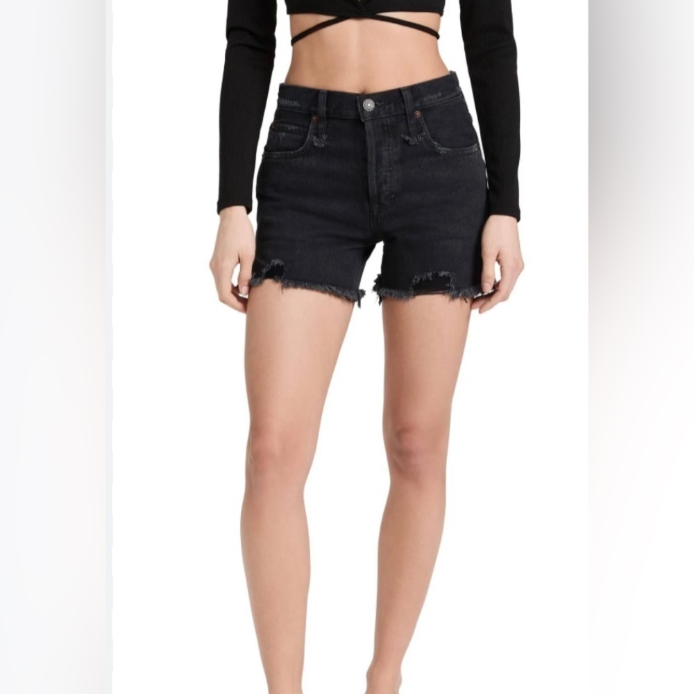 FREE PEOPLE WE THE FREE MAKAI CUTOFF SHORT IN WASH BLACK SIZE 24 NEW